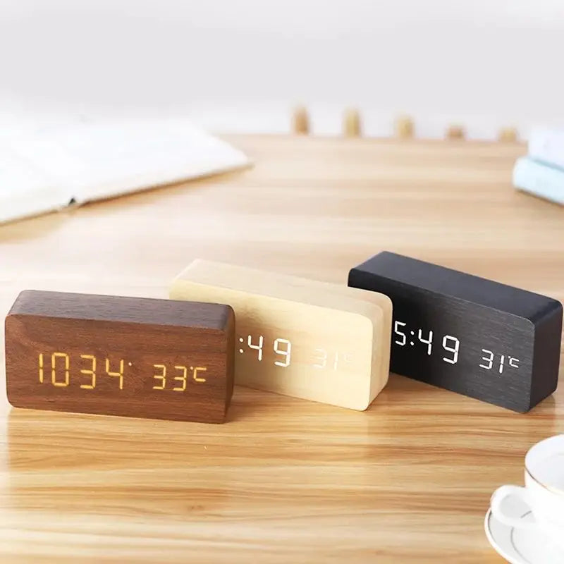 Wooden Desktop Digital Alarm Clock